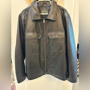 Levi's Black pleather Bomber Jacket with Chest Pockets